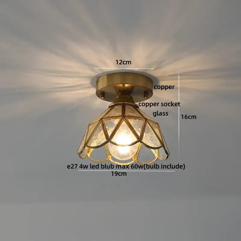 Vintage-style copper ceiling light with geometric glass shade featuring decorbites cube wood copper design for bedroom