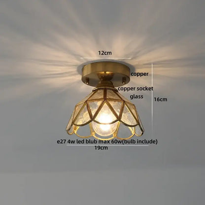 Vintage-style copper ceiling light with geometric glass shade featuring decorbites cube wood copper design for bedroom