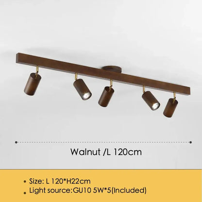 Walnut-finished 120cm ceiling lamp with five adjustable spotlights decorbites adjustable gu10 led for modern kitchen decor