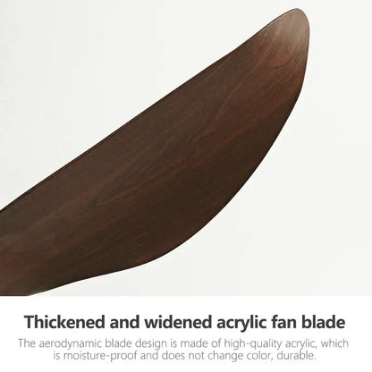 A sleek dark brown thickened acrylic ceiling fan blade with glossy finish for modern spaces and remote control use
