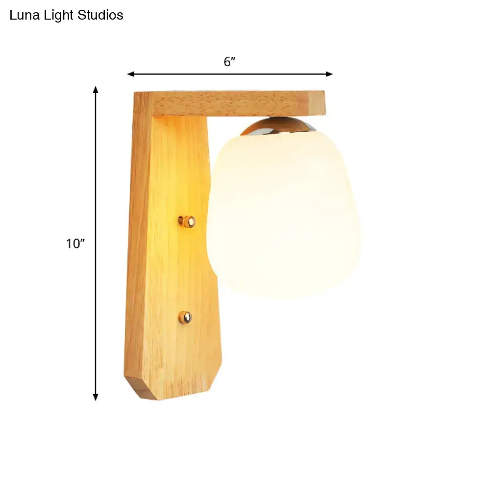 Modern wooden wall lamp with frosted glass globe and chrome accents designed as a 220v-240v wall lamp fixture type