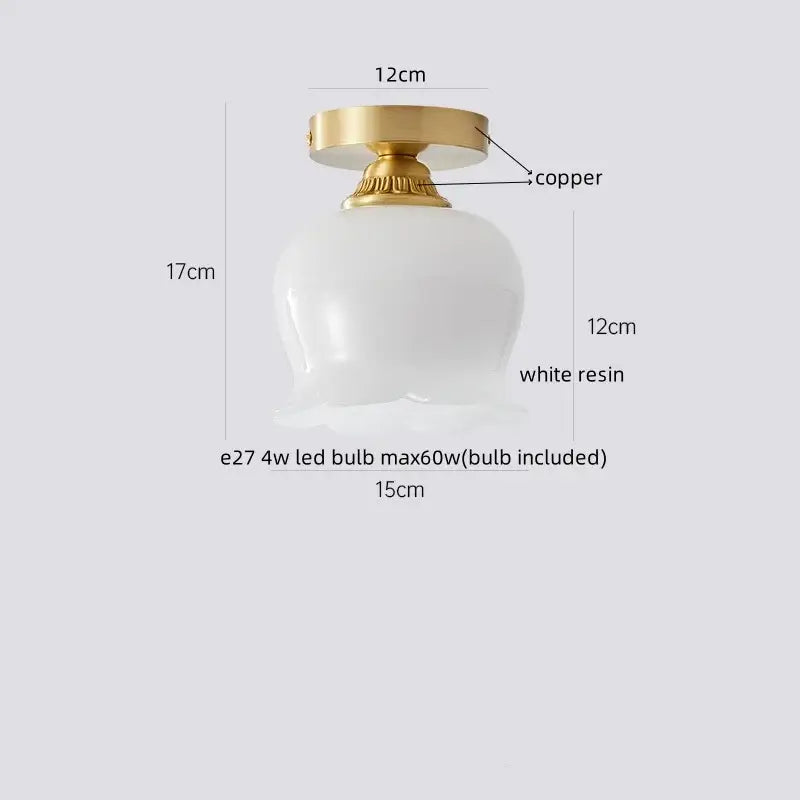 A white resin pendant ceiling light with copper-finished base from decorbites led wicker wood collection for hallway