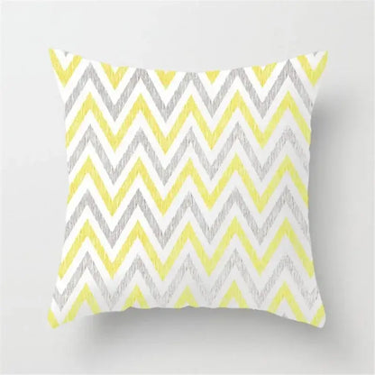 Modern yellow and gray geometric stripe pillowcase with bold zigzag pattern for living room decorbites geometric stripe decor