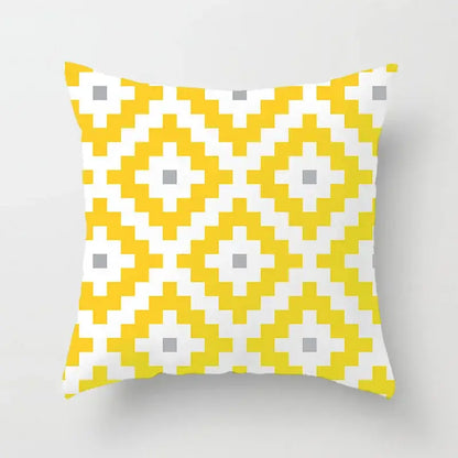 Square throw pillow with bold yellow white and gray geometric stripe pillowcase for modern decorbites geometric decor