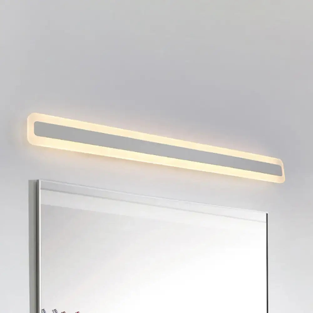 Modern yellow and gray bathroom vanity led light strip with sleek white light and warm rectangular mirror illumination