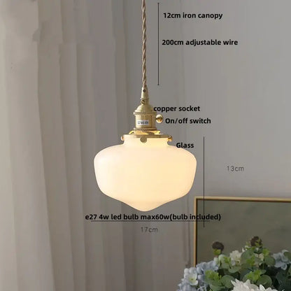 Modern yellow conical pendant light with frosted glass and decorbites copper knob iron canopy for kitchens