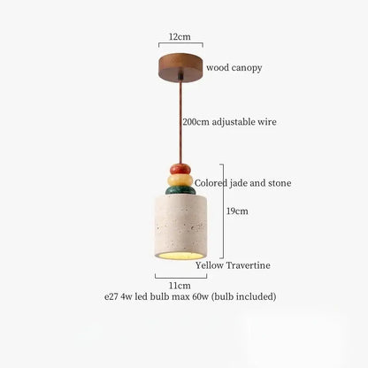 Modern yellow travertine led pendant lights with wooden canopy and colorful jade accents for kitchen island decorbites yellow travertine