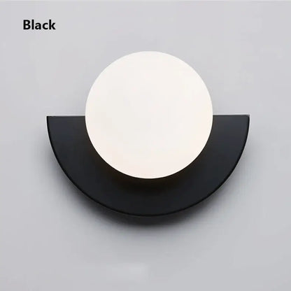 Black semi-circular wall lamp with matte finish and white diffuser for DecorBites kids macaron led bedroom sconce decor