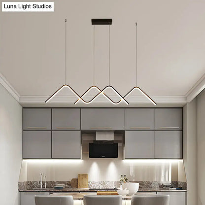 Modern geometric decorbites sleek zigzag suspension led ceiling lamp in black metal for restaurants 220v-240v 110v-120v