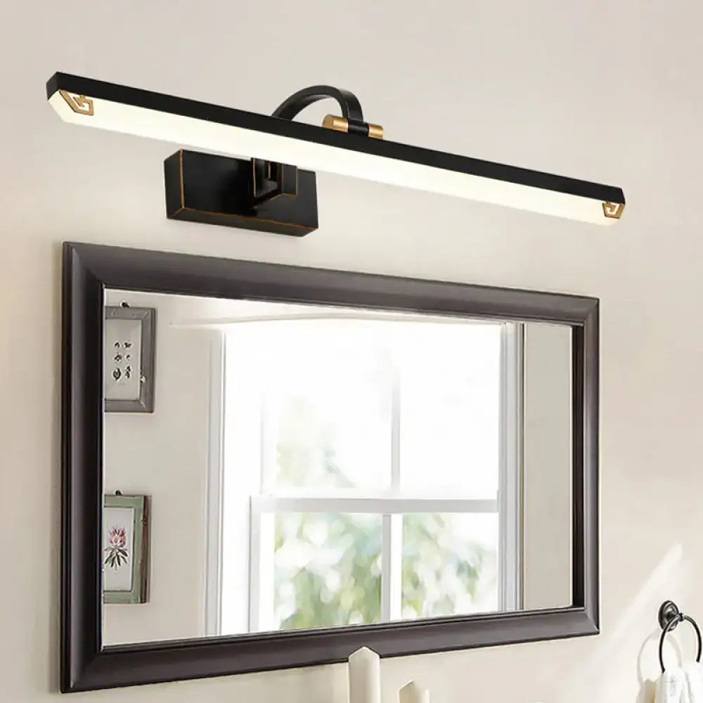 Modernist black and gold linear vanity light with sleek black finish linear design for bathroom wall mounting