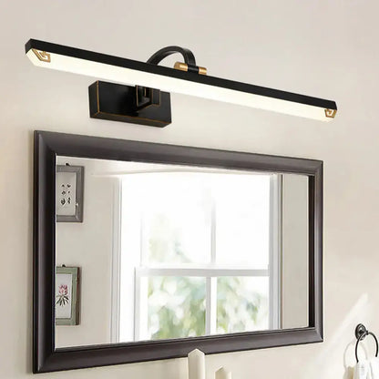 Modernist black and gold linear vanity light with sleek black finish linear design for bathroom wall mounting