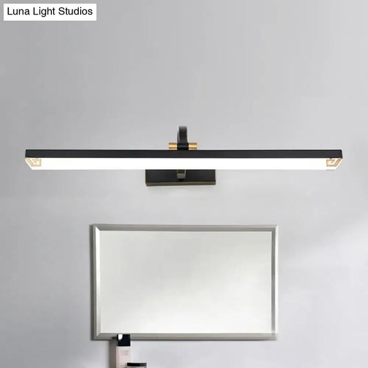 Modernist black and gold linear vanity light with sleek rectangular design in black finish linear vanity style