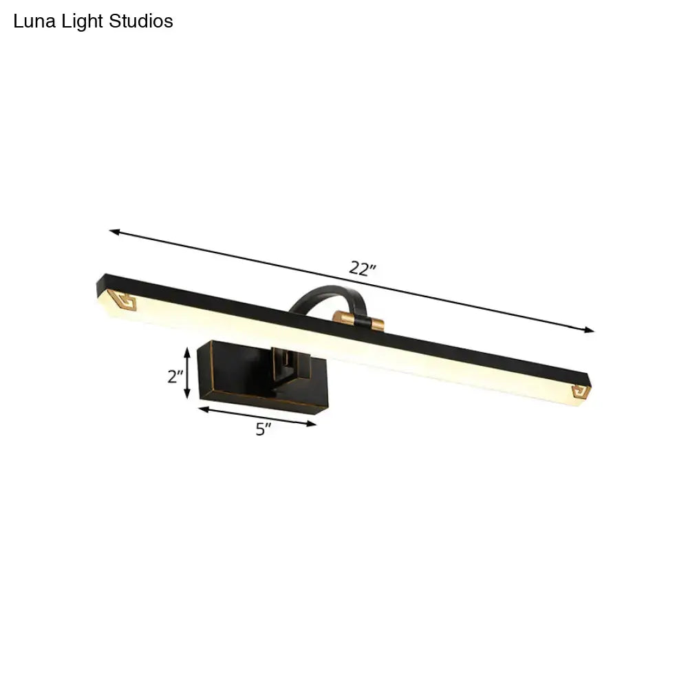 Modernist black and gold linear vanity light with sleek rectangular design black finish linear led wall lamp