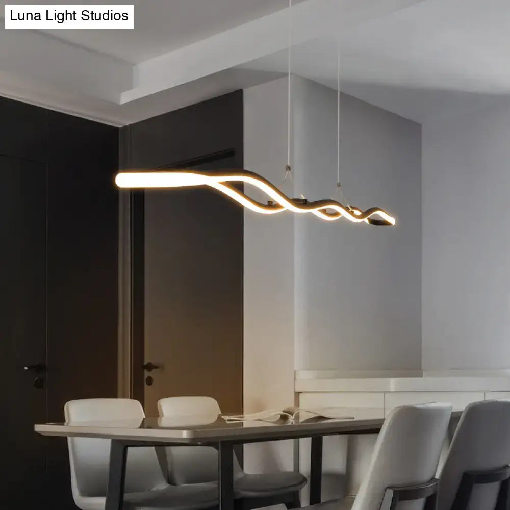 Decorbites™ modernist wavy strip led island pendant in acrylic with warm illumination for dining room 110v-120v 220v-240v