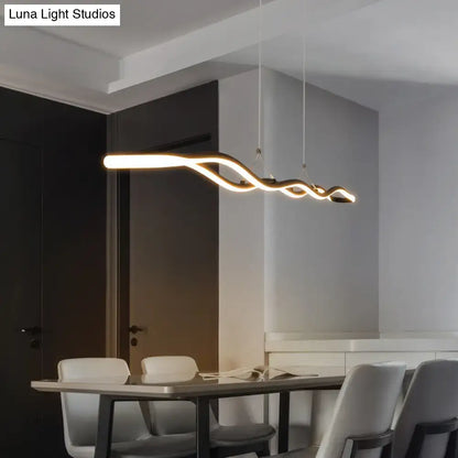 Decorbites™ modernist wavy strip led island pendant in acrylic with warm illumination for dining room 110v-120v 220v-240v