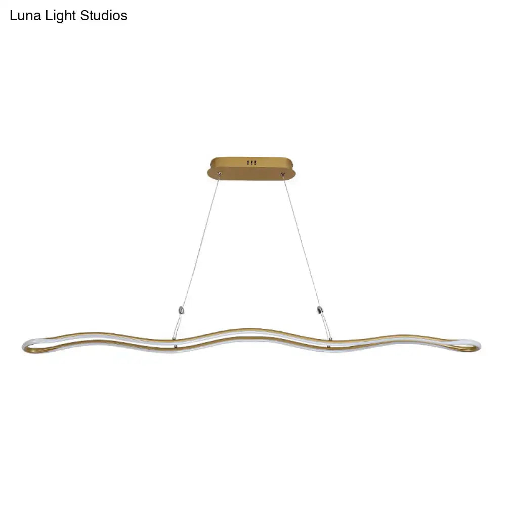 Gold-toned decorbites modernist wavy strip led island pendant with acrylic glass accents for dining room 110v-120v 220v-240v