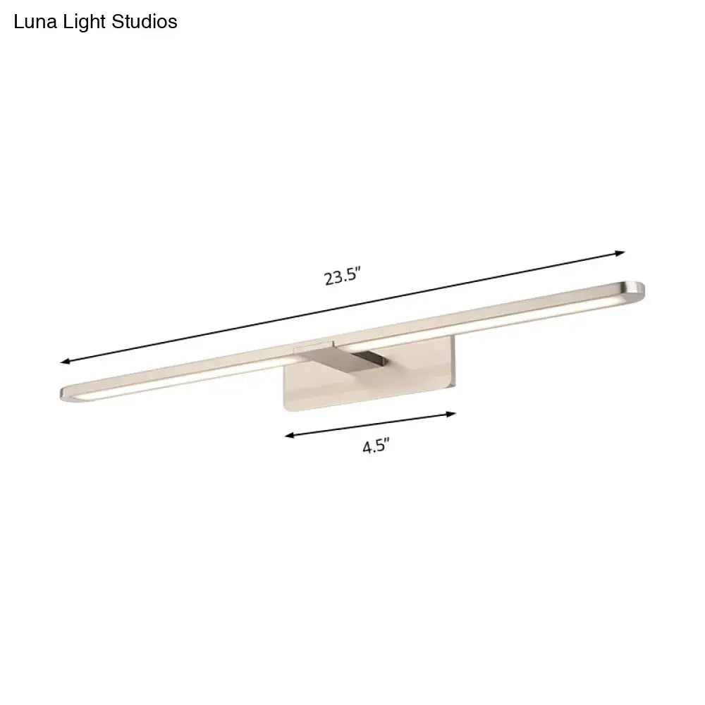 Modernist silver metal wall sconce led vanity light with brushed nickel finish and integrated mounting bracket for living room
