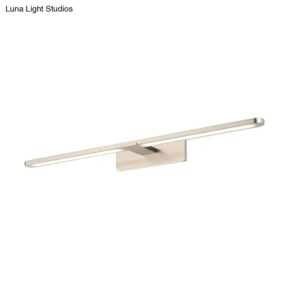 Modernist silver metal wall sconce lamp with brushed nickel led vanity light and minimalist rectangular metal wall sconce design