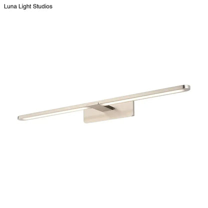 Modernist silver metal wall sconce lamp with brushed nickel led vanity light and minimalist rectangular metal wall sconce design