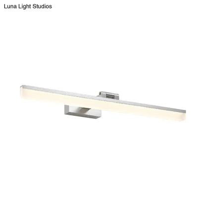 Modernist wall light with silver finish led bathroom mirror light and sleek rectangular design with warm white illumination