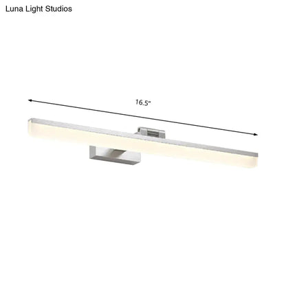Modernist wall light silver finished with integrated diffuser panel 16.5 inch sleek rectangular LED bathroom fixture