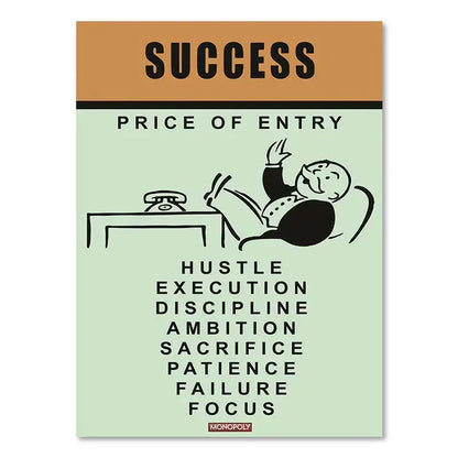 Minimalist canvas painting with black line art and bold motivational quote on light mint green background wall art