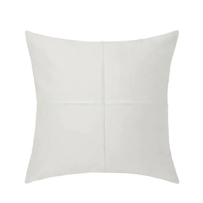 White square pillow cover with subtle cross-stitch design in decorbites cross faux suede for living room decor