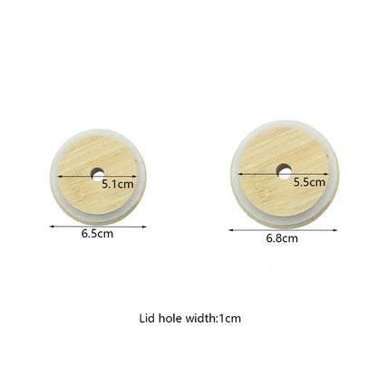 Natural bamboo lid for glass cup with light wood grain and white silicone ring by decorbites bamboo decorbites bamboo