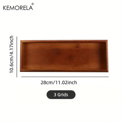 Natural bamboo wooden rectangular tea tray set of 3 featuring a smooth polished finish and natural wood grain for dining use
