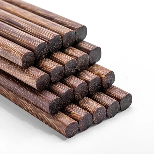 Natural dark brown healthy wood chopsticks set with rounded ends and wood grain pattern for dining room decorbites healthy wood