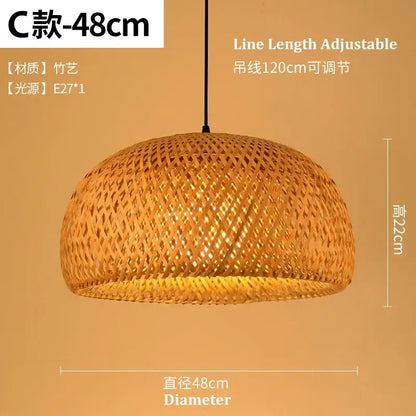 Natural woven bamboo pendant light with warm-toned dome shape and textured lattice design for dining room decorbites chandelier