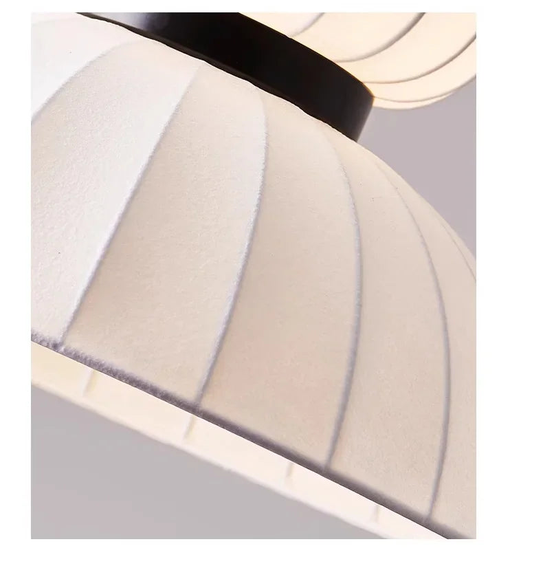 Off-white pleated paper lantern light with black metal rim for dining room shop hanging light and restaurant decor
