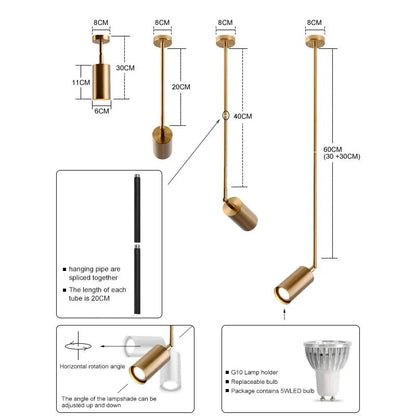 Nordic Adjustable Black or Brass Pendant Light - Decorbites