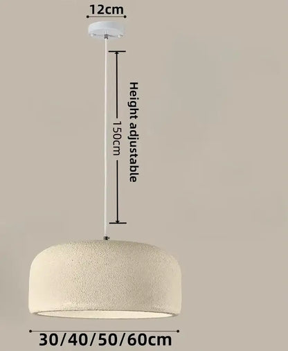 Cream-colored textured ceramic nordic bar wabi sabi led pendant lamp with adjustable height and diameter options