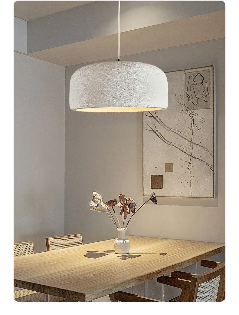 Textured off-white Nordic bar Wabi Sabi led pendant lamp with soft glow for loft minimalism and restaurant use