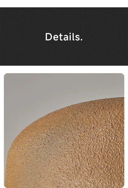 Tan textured ceramic led pendant lamp with rough porous surface nordic bar wabi sabi design for loft minimalism