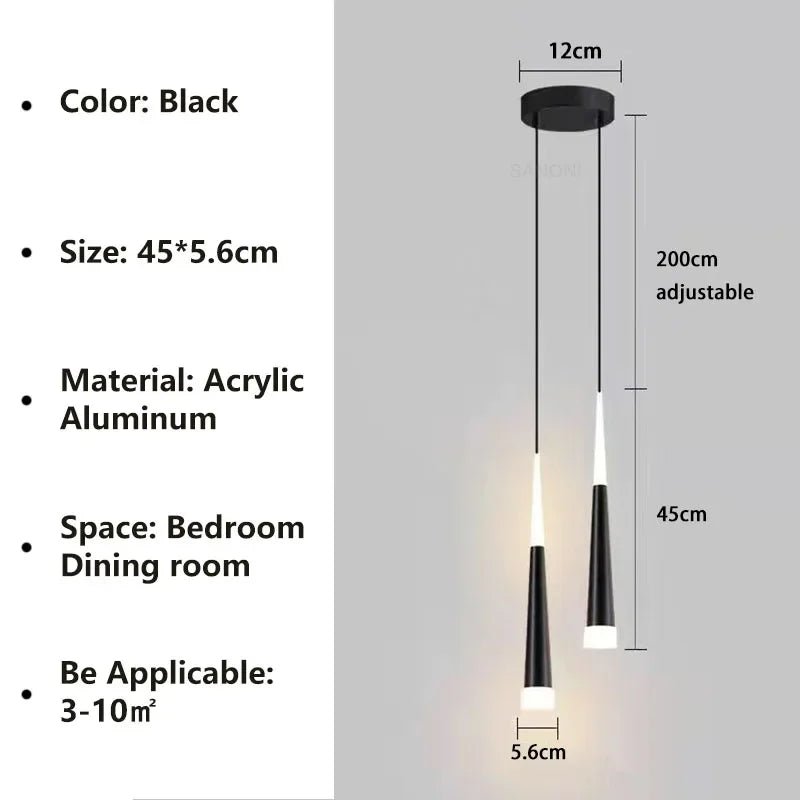 Nordic Black and Gold Aluminum Cord Pendant Light - Decorbites