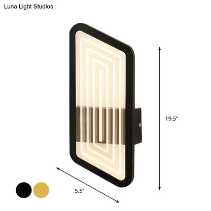 Nordic black and gold metallic wall light fixture with illuminated geometric pattern for living room 110v-120v 220v-240v wall light