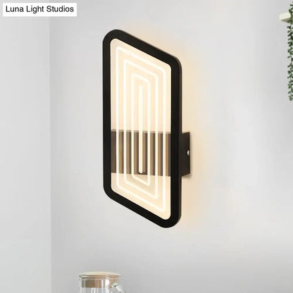 Nordic black and gold metallic wall light fixture with modern black-framed illuminated geometric led patterns for living room
