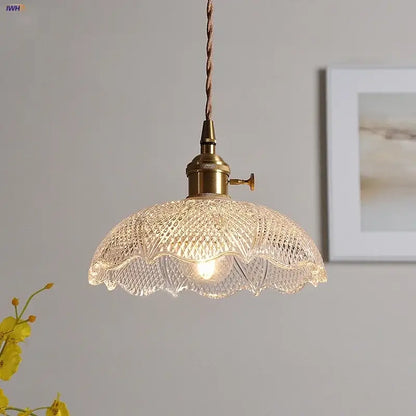 Nordic brass and clear glass led pendant light with intricately cut glass and brass fixture for dining room decorbites clear glass