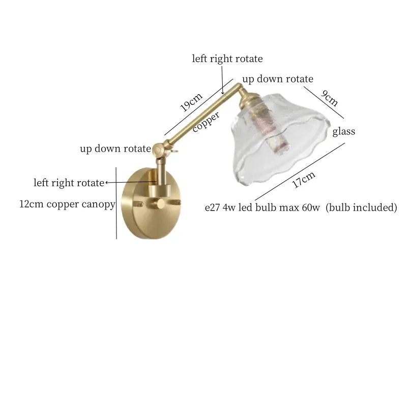 Adjustable copper wall sconce with clear glass shade nordic brass and clear glass wall sconce decorbites clear glass