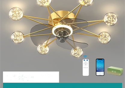 Nordische Deckenventilator-Lichter Wohnzimmer Esszimmer voller Sterne