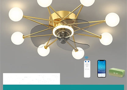 Nordische Deckenventilator-Lichter Wohnzimmer Esszimmer voller Sterne