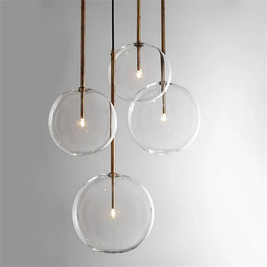 Nordic Clear Glass Globe Pendant Light in Chrome - Decorbites