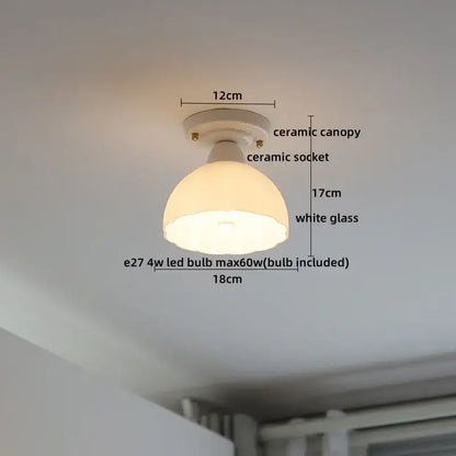 White glass dome ceiling light with nordic cream ceramic led ceiling canopy and socket for bedroom decorbites ceramic led