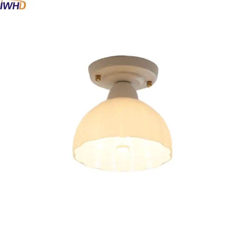 Nordic cream ceramic led ceiling light with dome glass shade beige metal base and gold-toned mounting screws for decorbites ceramic led ceiling