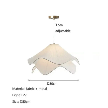 Nordic cream fabric led pendant light with layered petal shades and adjustable 1.5 meter hanging length decorbites cream fabric
