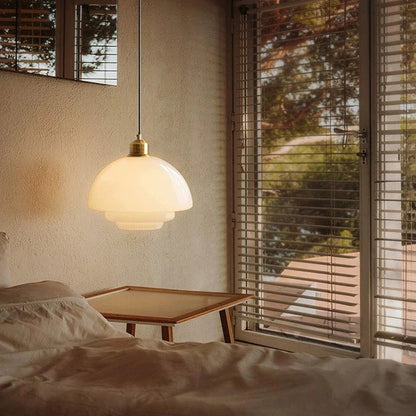 Nordic Cream Glass Pendant Light With Nickel Finish - Decorbites