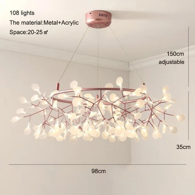 Nordic Firefly Branch Pendant Light in Rose Gold or Black - Decorbites