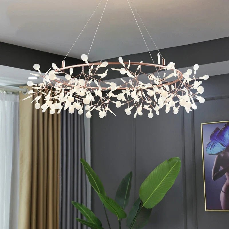 Nordic Firefly Branch Pendant Light in Rose Gold or Black - Decorbites